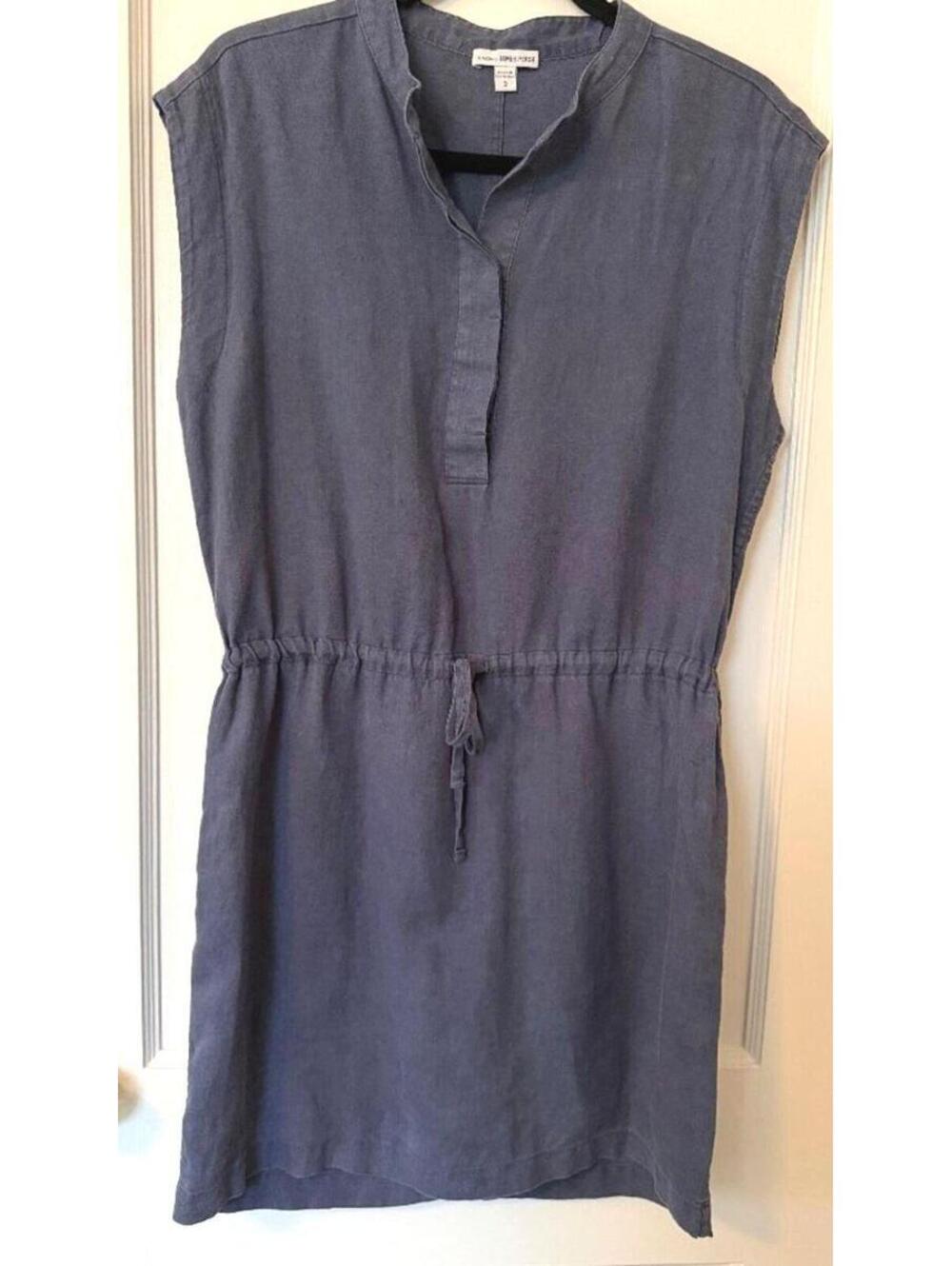 James Perse Sleeveless Linen Tie-Waist Shirt Dress